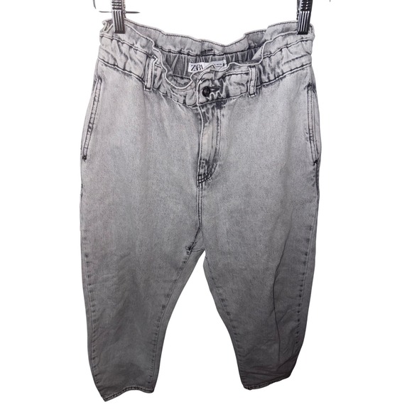 Zara Pants - ZARA Gray High Rise Paperbag Waist Mom Jeans‎ Women's Size 6 EUR 38